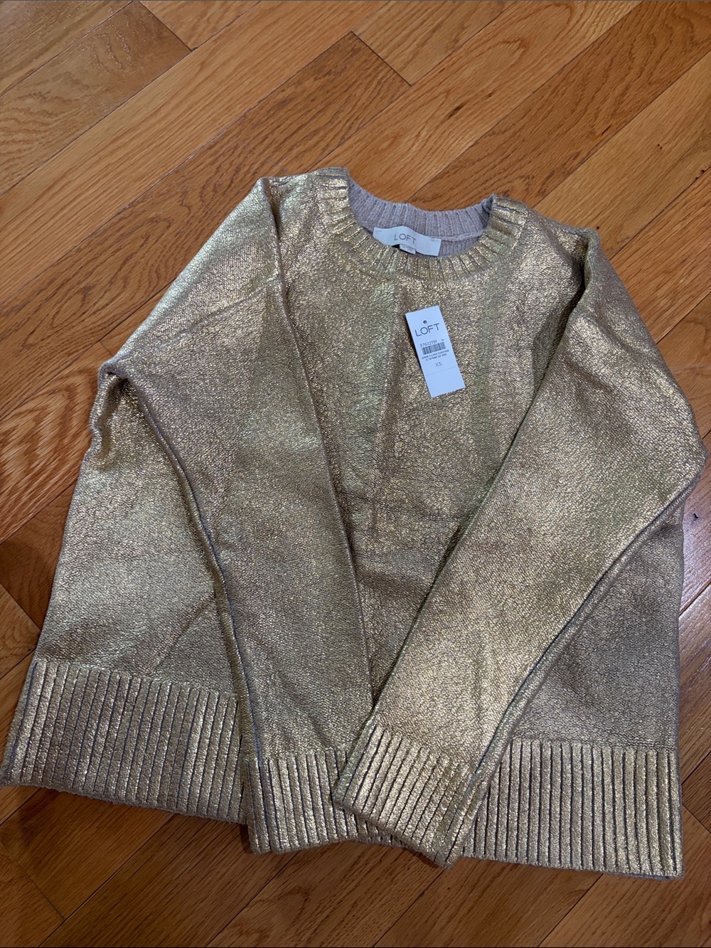 LOFT Shimmery Gold Crewneck Sweater